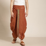 Men Rust Brown Solid Cotton Dhoti Pants