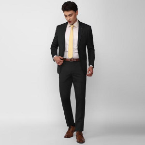 Men Self Design Slim Fit Single-Breasted 2 Piece Formal Suit